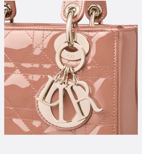 Small Lady Dior Bag Rose Des Vents Patent Cannage Calfskin